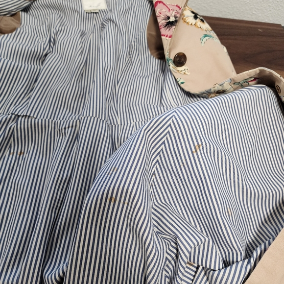 Anthropologie Elevenses Pansy Corset Back Tan Trench Coat - Picture 7 of 14